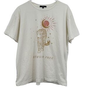 NWOT 7 For All Mankind Oversized Graphic Tee Size M “Stay Wild And Free” Logo